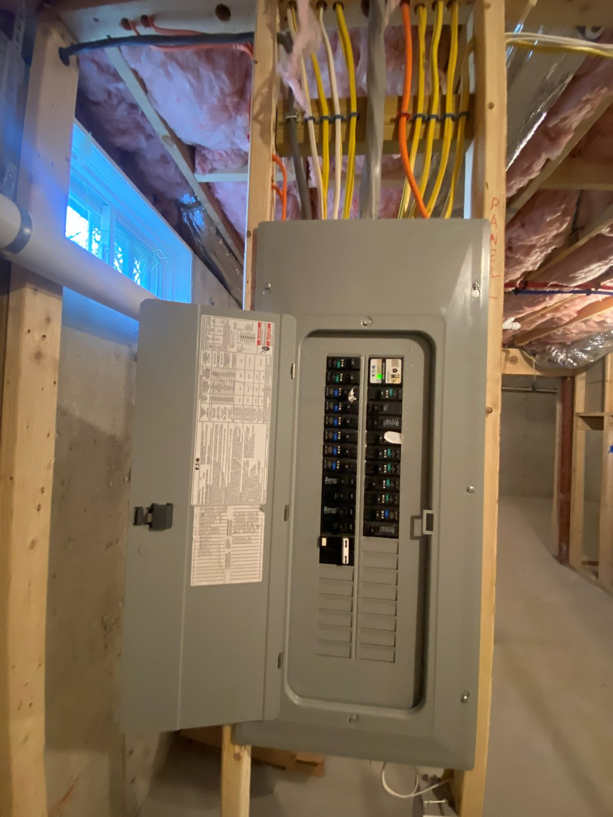 Panel installed during new construction